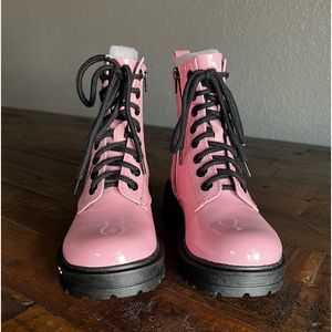 Pink combat boots